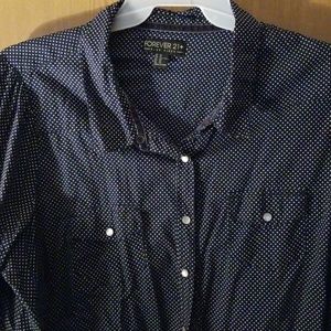 Sz. 3X Dark Blue polka dot top